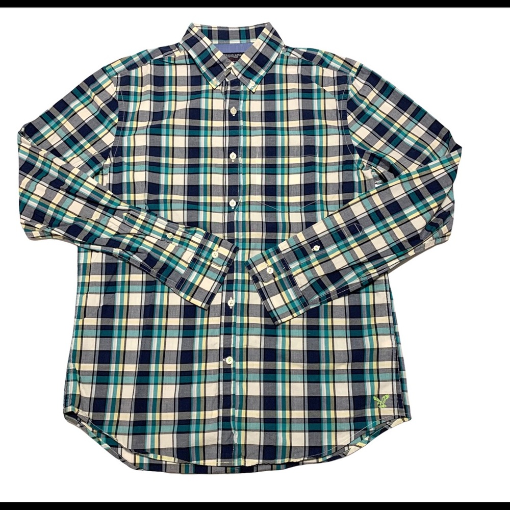 American Eagle Outfitters Athletic Fit Plaid Casual Button Down, Mens M